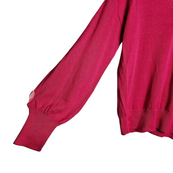 Banana Republic NWT Women's Berry Pink Knit Bishop Sleeve V-Neck Sweater Size M - Picture 3 of 8